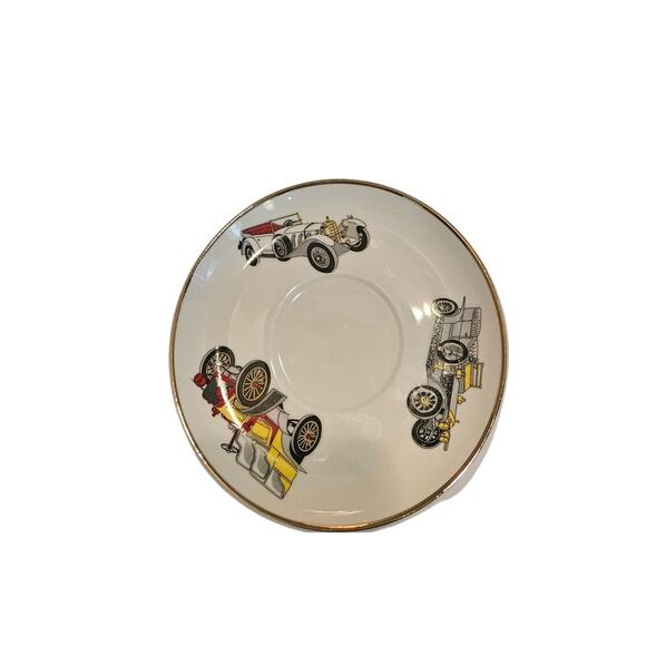 Princess House Porcelain Teacup & Saucer Vintage Car Design Inscribed Gold Trim - Picture 5 of 10